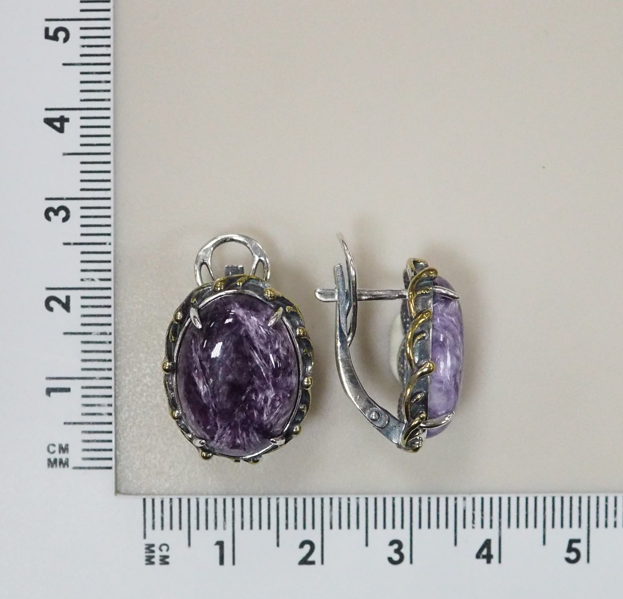 Серебряные серьги с чароитами